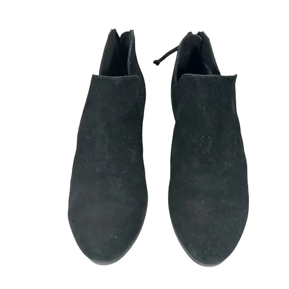 KENNETH COLE! REACTION BLACK GENUINE SUEDE LEATHER CHUNKY HEEL BOOTS! SZ 6.5M